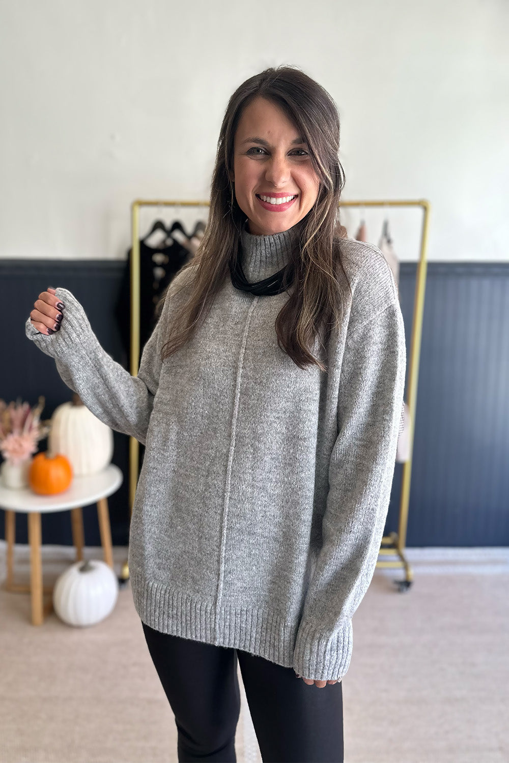 Gray Turtleneck Sweater