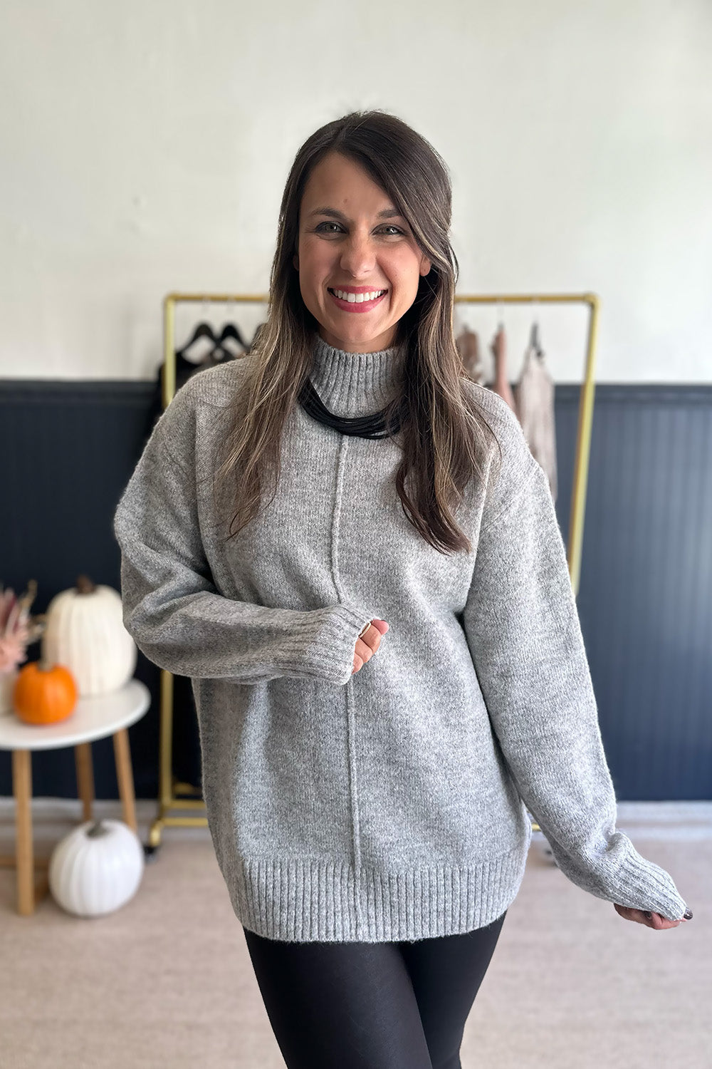 Gray Turtleneck Sweater