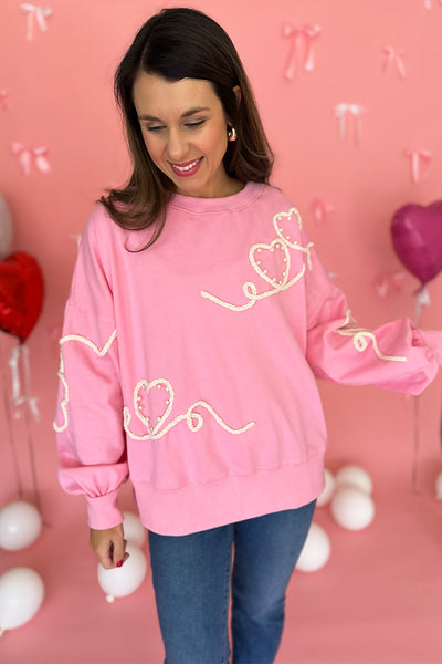 Pink Heart Thread and Peal Sweatshirt