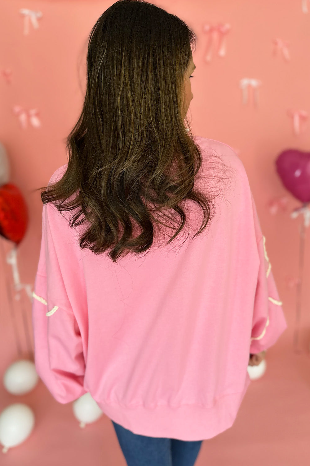 Pink Heart Thread and Peal Sweatshirt