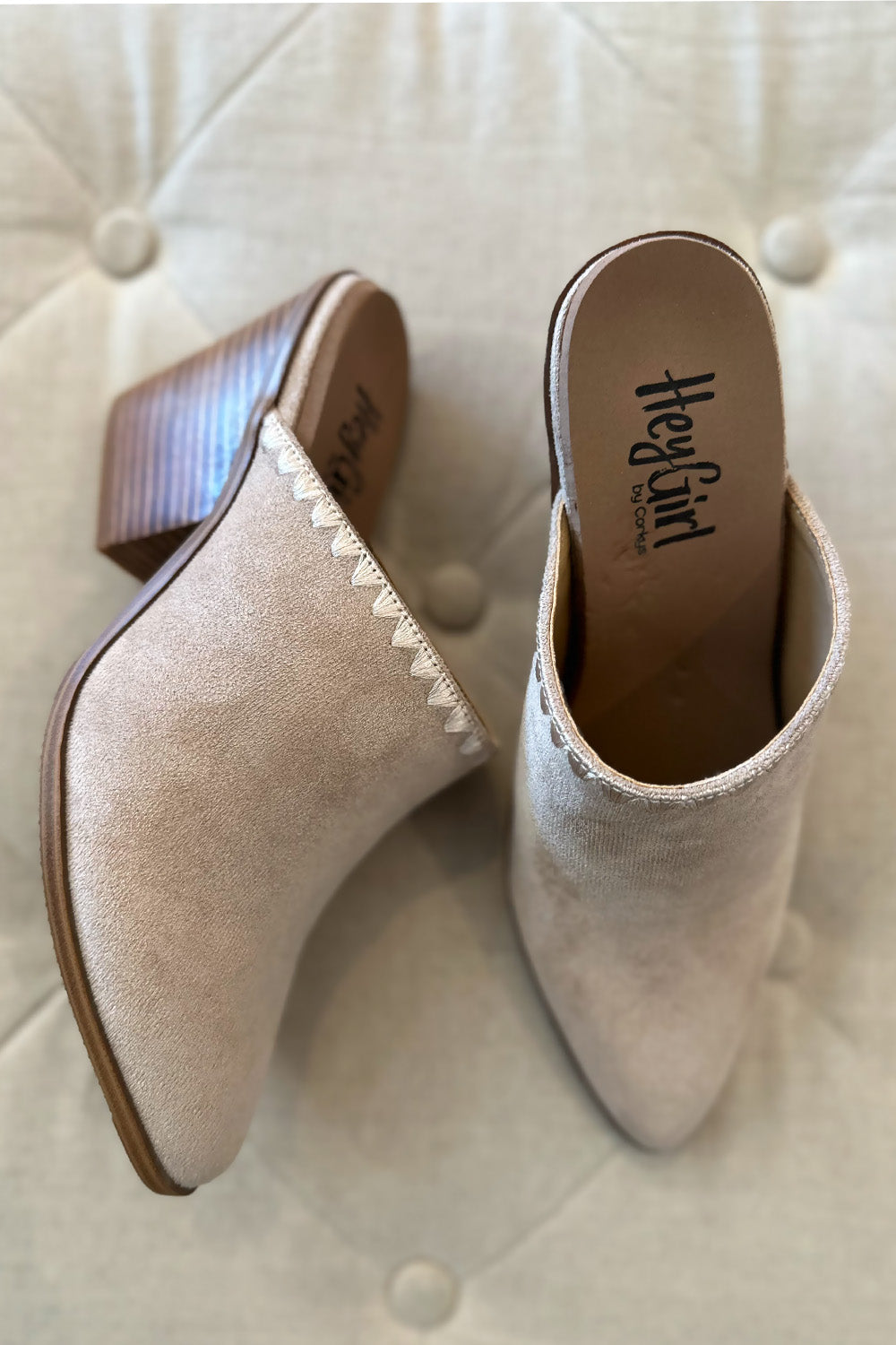 Tan Suede Heeled Mule