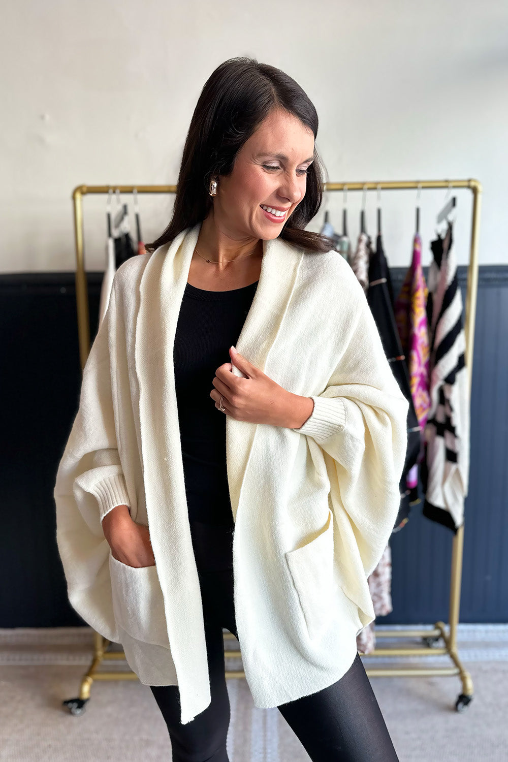 Cream Shawl Collar Cardigan