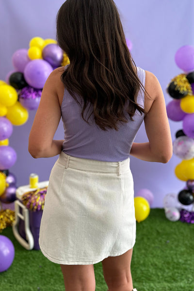 Purple Ribbed Snap Up Bodysuit