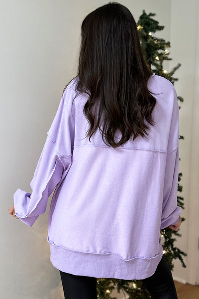 Lavender Button Front Sweatshirt