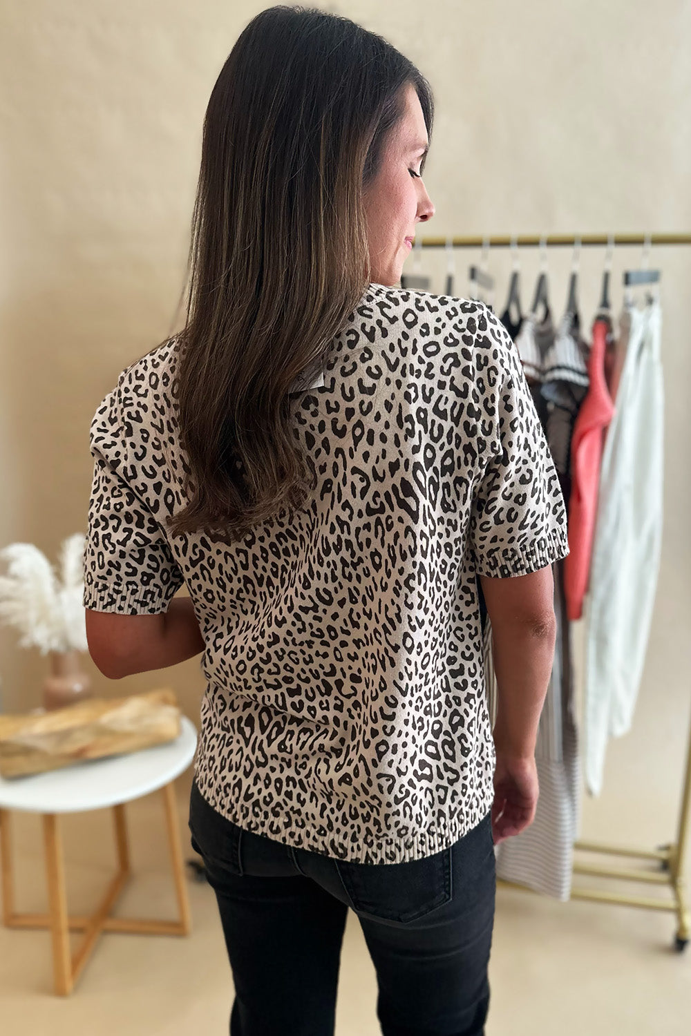 Leopard Short Sleeve Sweater