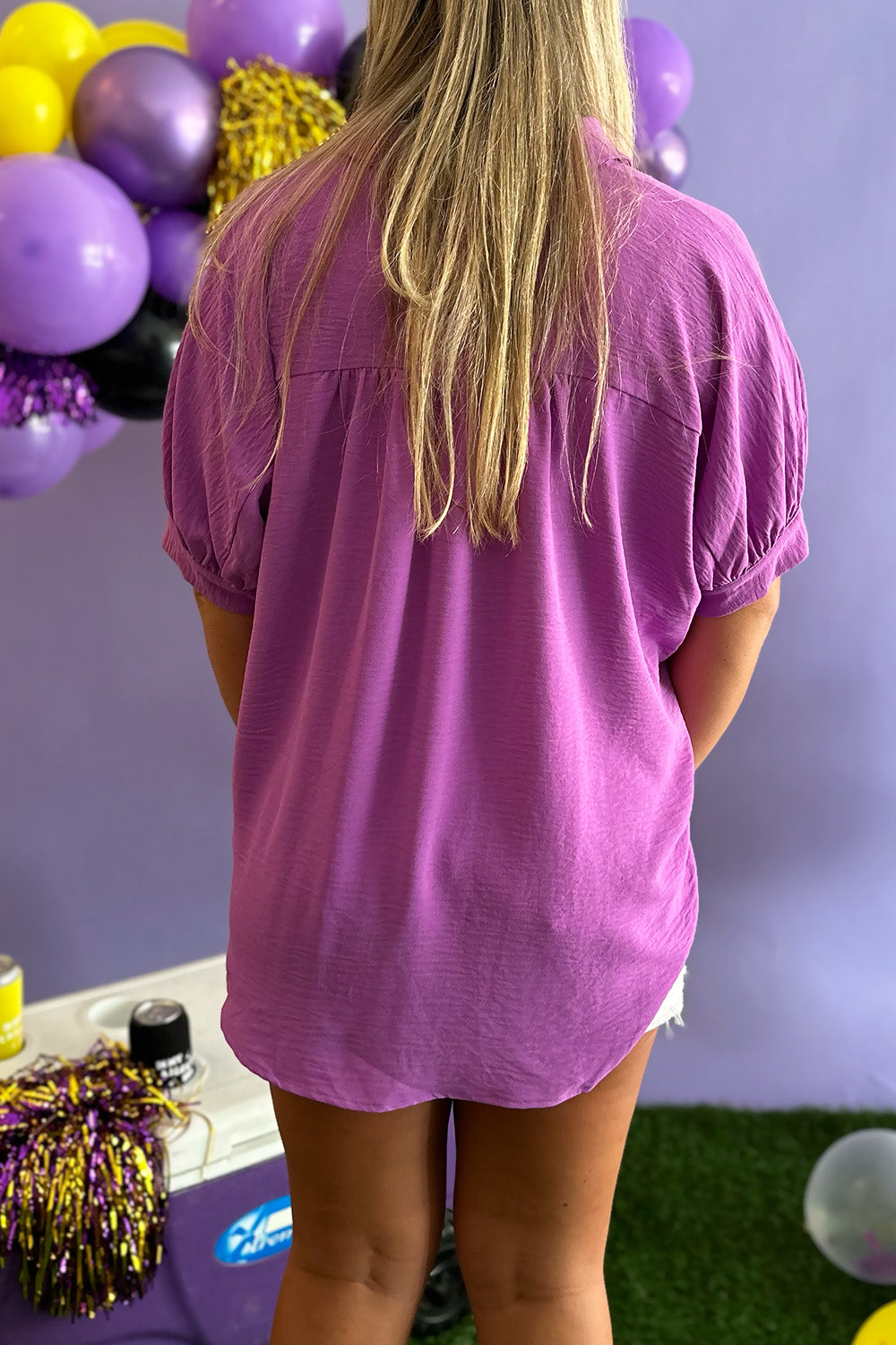 Purple Vneck Collar Dolman Top