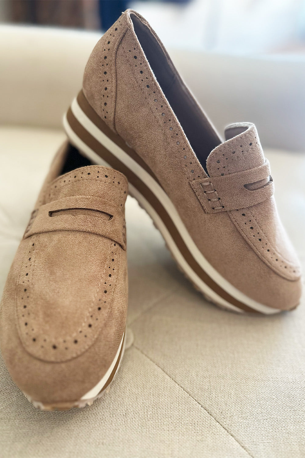 Brown Suede Platform Loafer