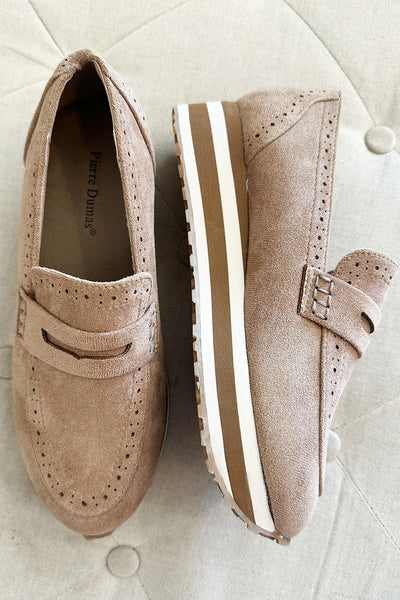 Brown Suede Platform Loafer