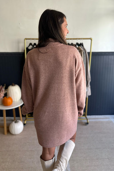 Mauve Turtleneck Sweater Dress