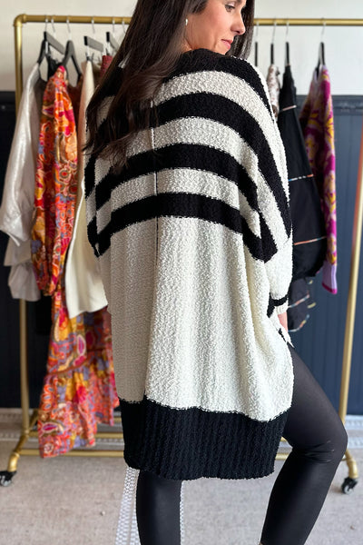 Black and Cream Oversized Cardigan