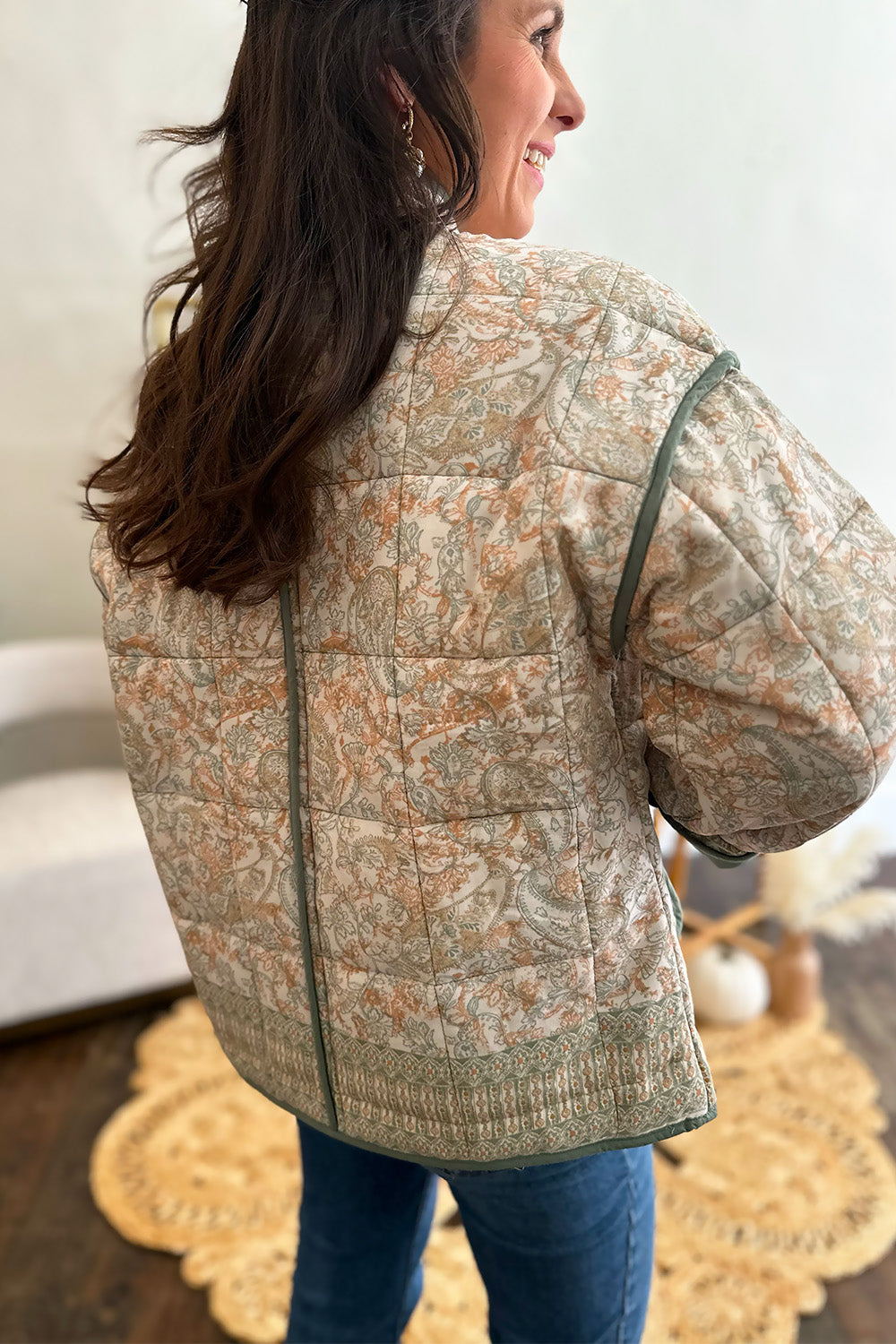 Paisley Reversible Jacket Olive