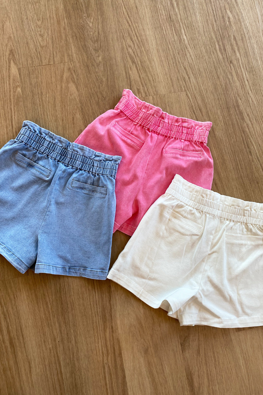 Paper Bag Denim Shorts Pink