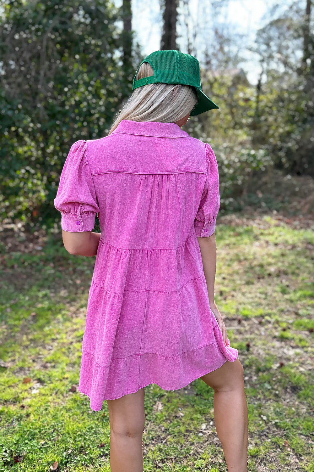 Short Sleeve Collared Dress Pink