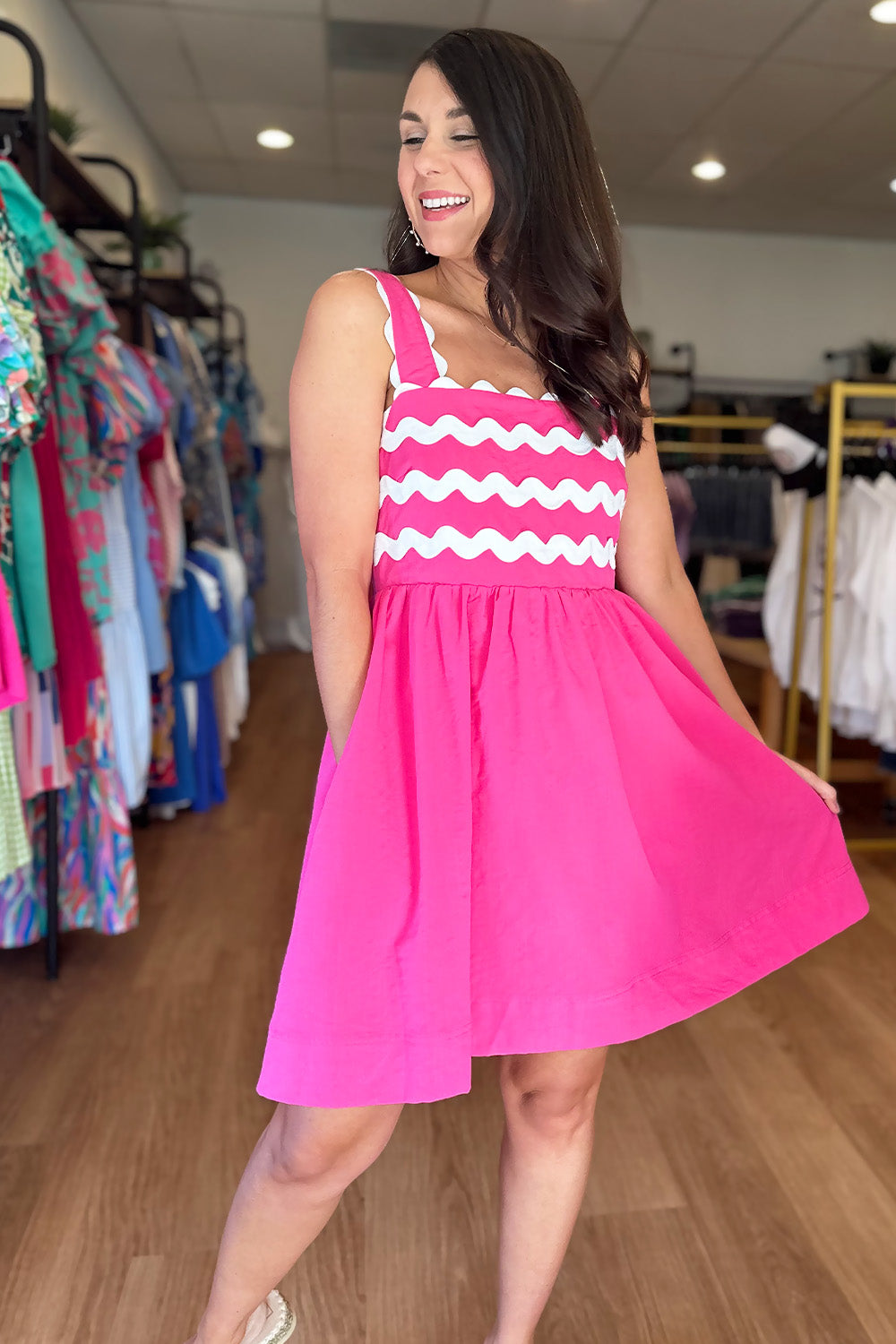 Pink Dress with White Ric Rac Detailing