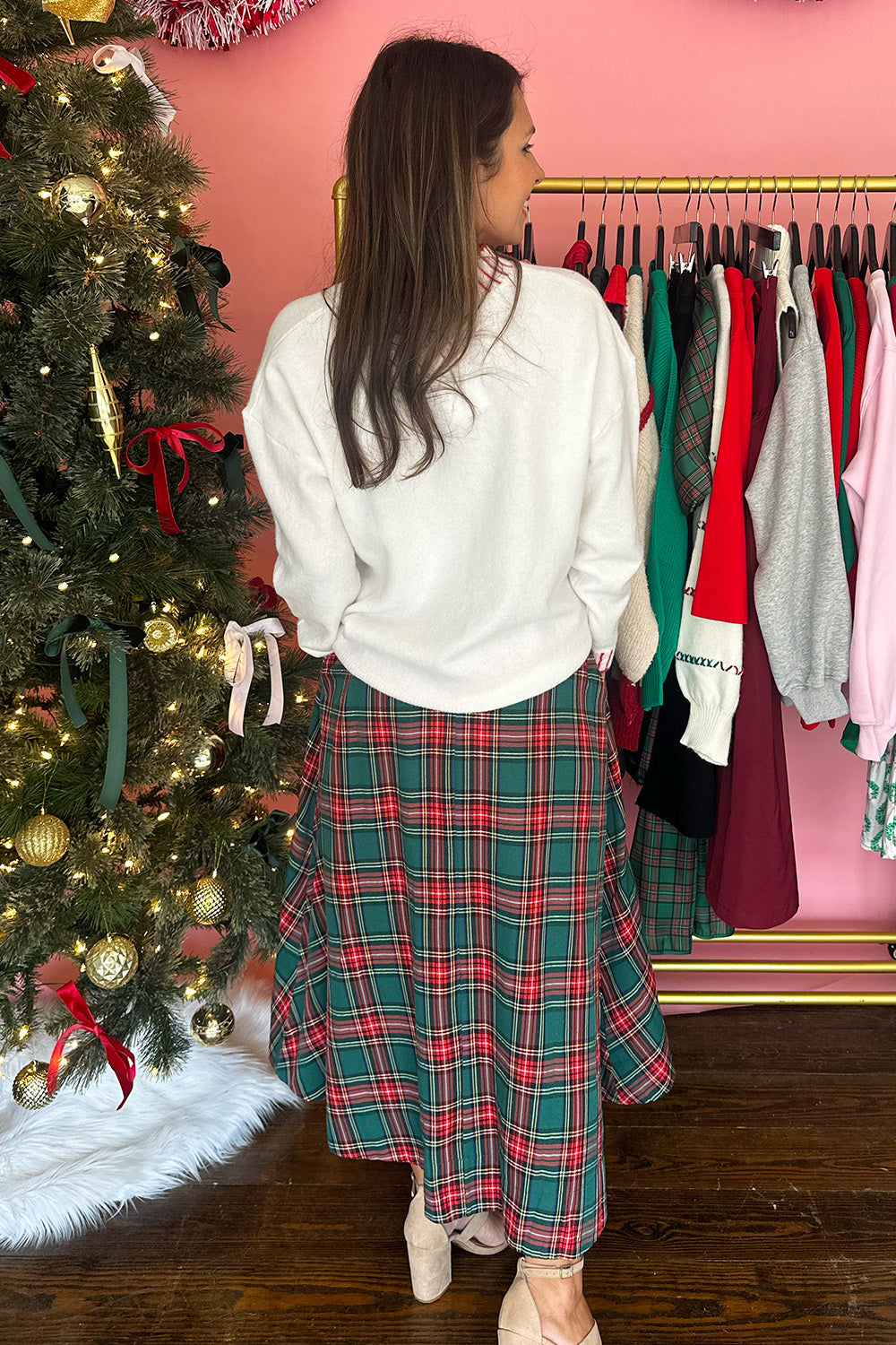 White Sweater with Red Bow