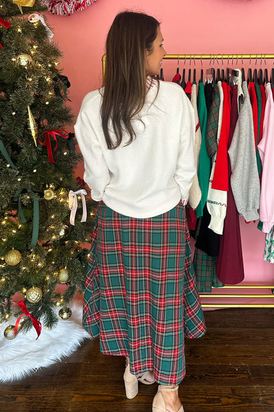 White Sweater with Red Bow