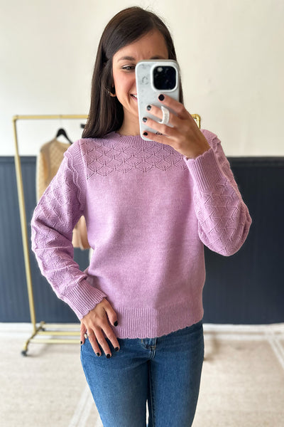 Ruffle Pointelle Sweater Lilac