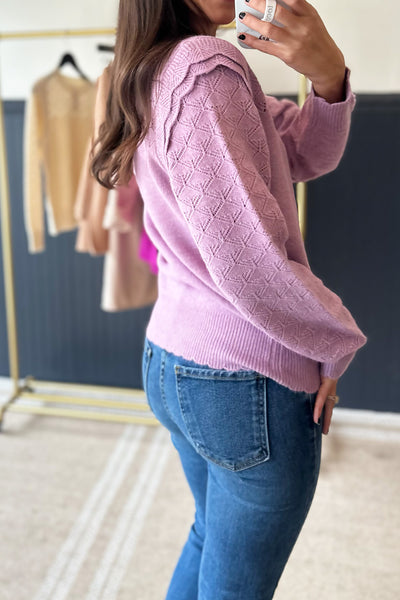 Ruffle Pointelle Sweater Lilac