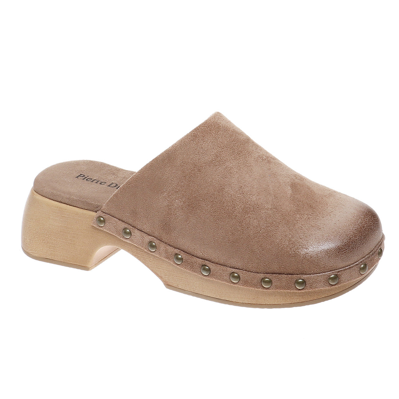 Taupe Suede Studded Clog