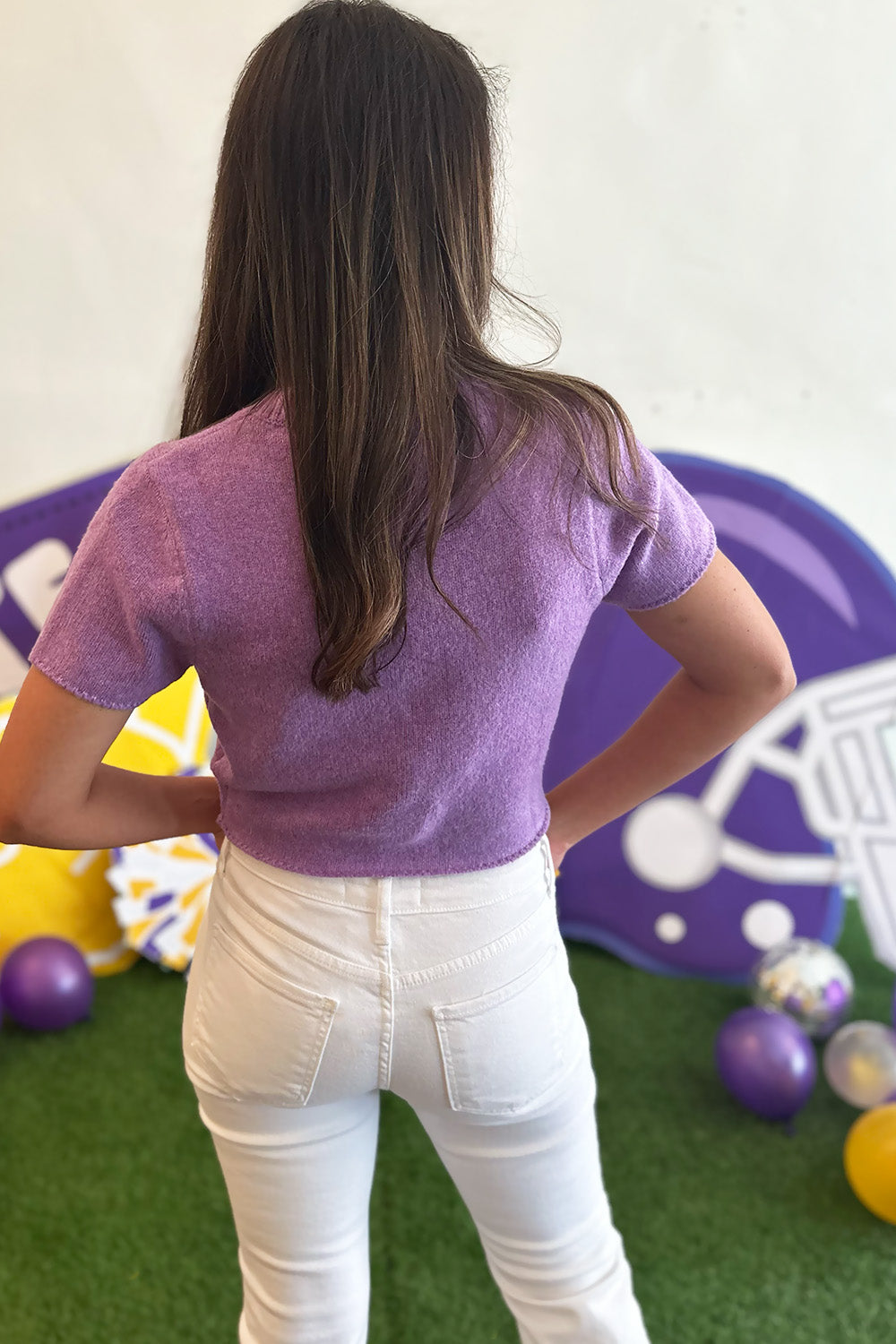 Purple Short Sleeve Cropped Top
