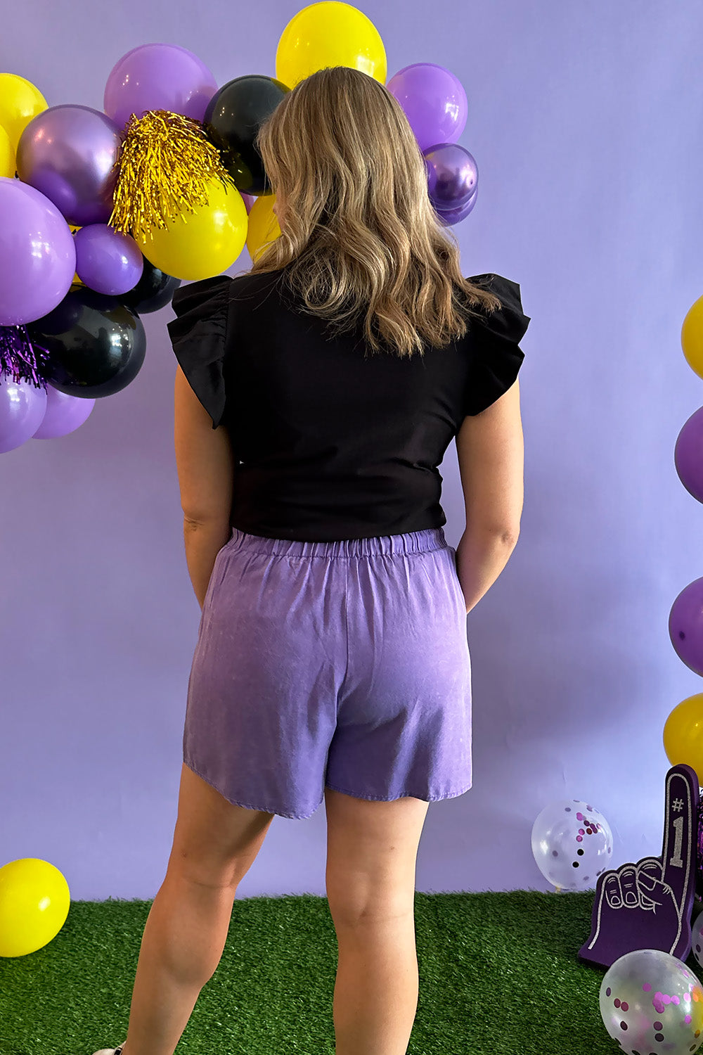 Soft Purple Drawstring Waist Shorts