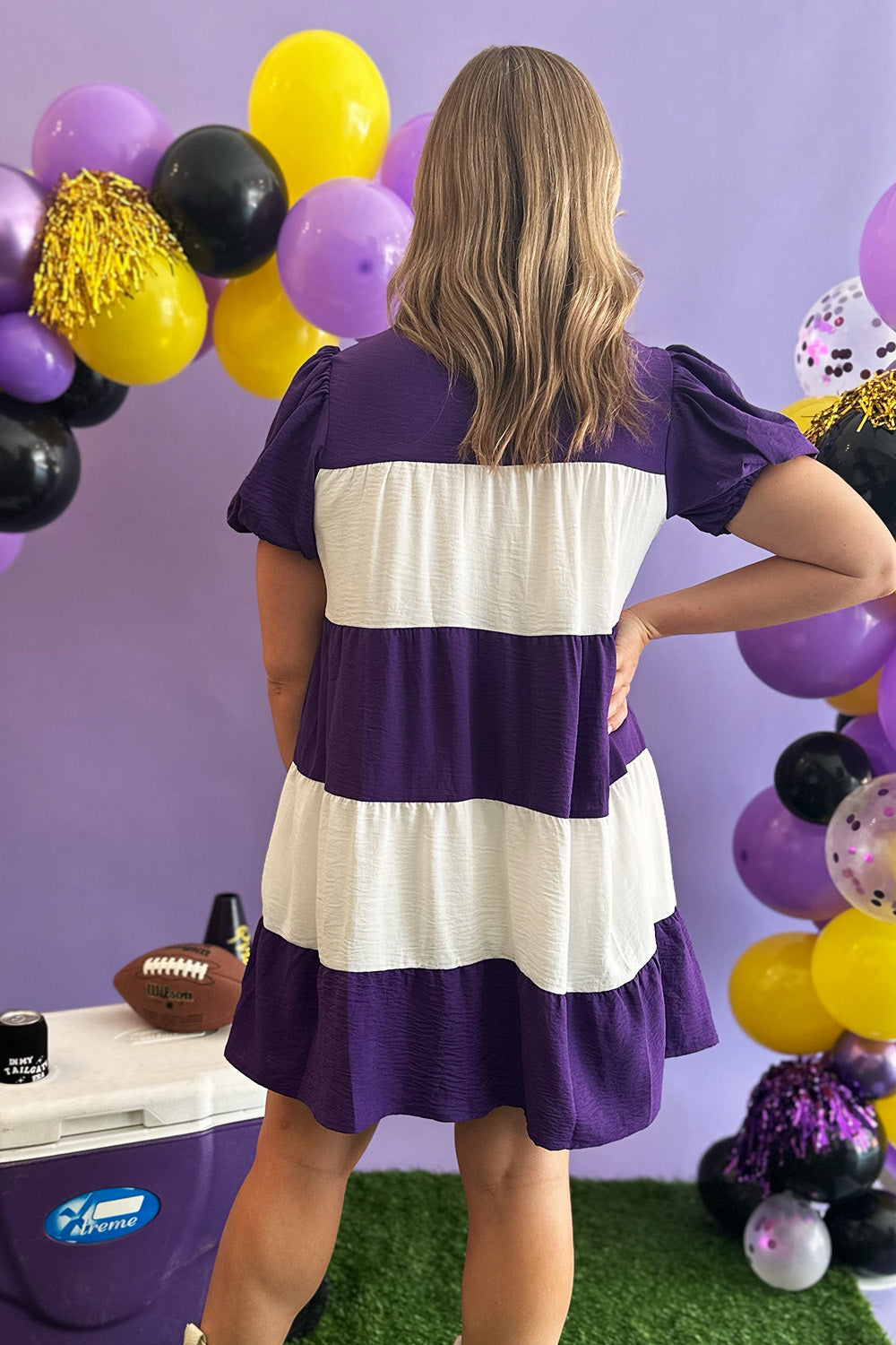 Purple and White Stripe Dress