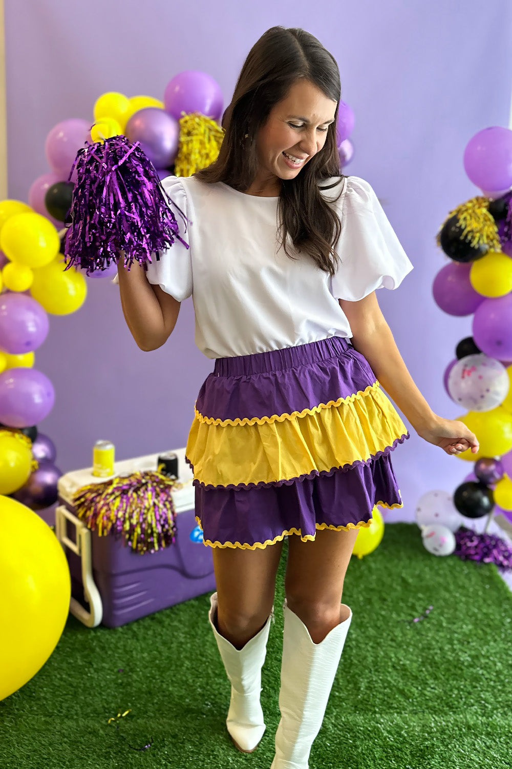 Purple and Yellow Tiered Ric Rac Skirt