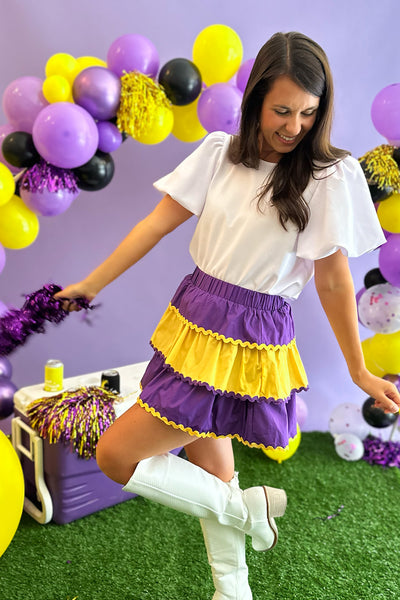 Purple and Yellow Tiered Ric Rac Skirt