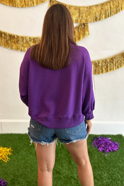 Purple Sequin Stripe Sweatshirt