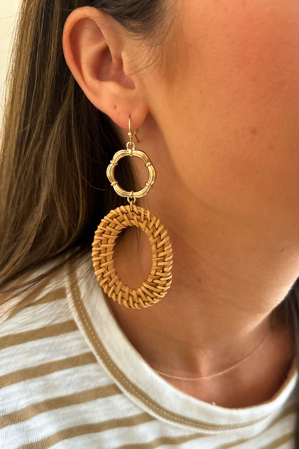Dark Ratan and Gold Earrings
