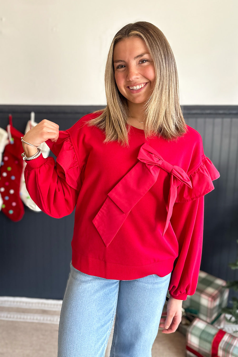 Red LS Bow Top