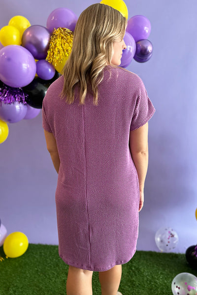 Ribbed Pocket Dress Purple