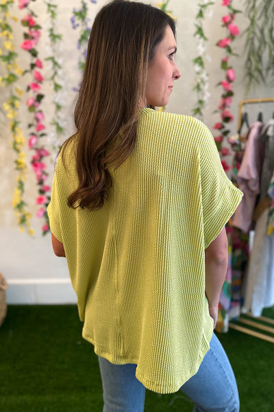 Ribbed Short Sleeve Top Lime