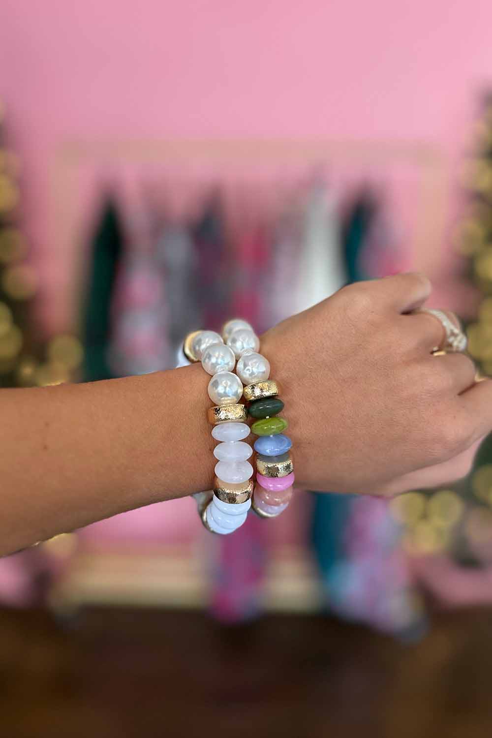 Pearl & Color Rondelle Bracelets