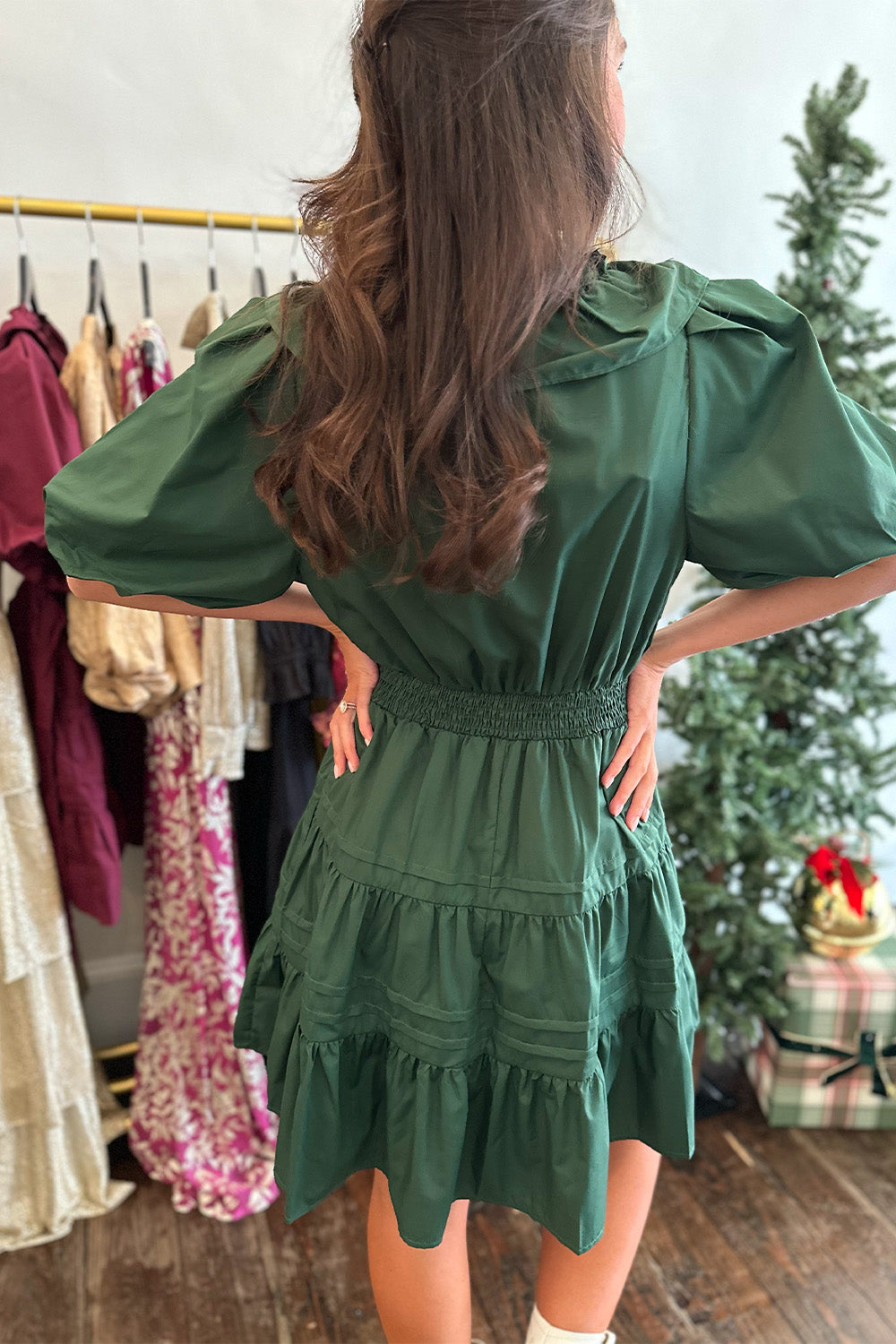 Wrap Ruffle Dress Green