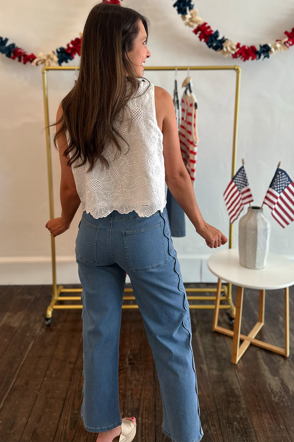Scallop Seam High Waist Jeans