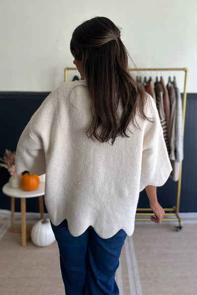 Scallop Edge Sweater Cream