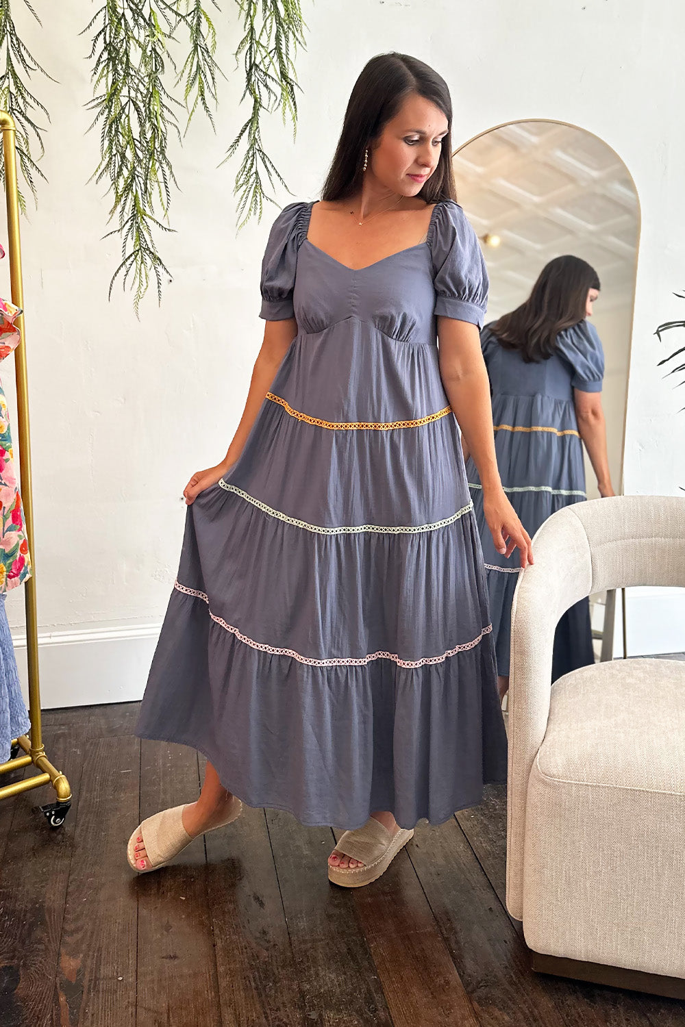 Blue Sweetheart Midi with Trim