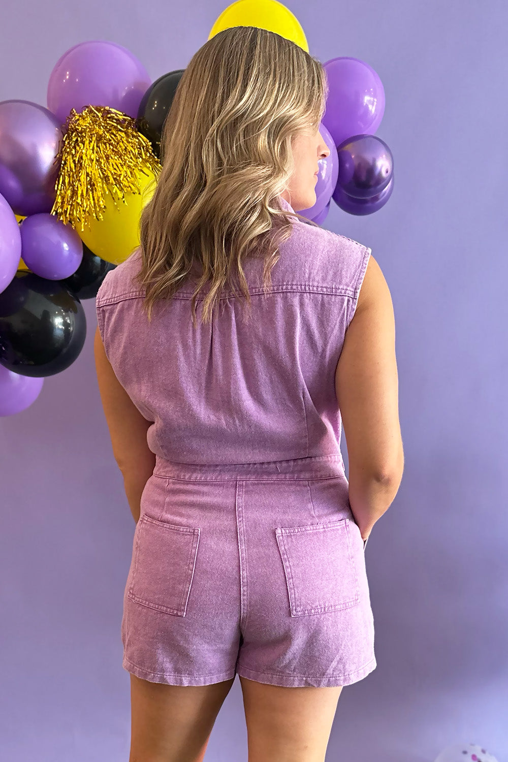 Purple denim jumpsuit online