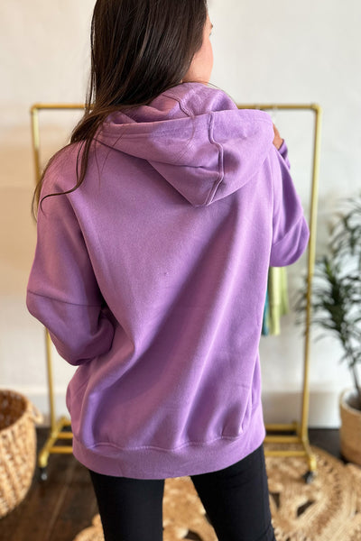 Half Button Fleece Hoodie Purple