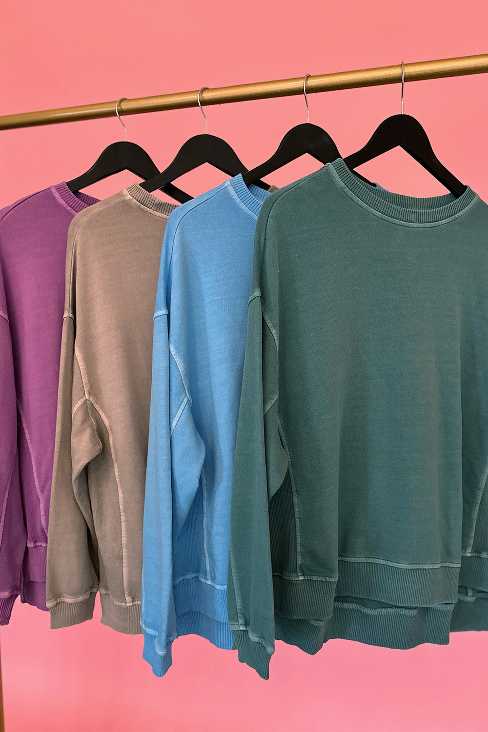 Split Hem Side Ribbed Pullover Teal