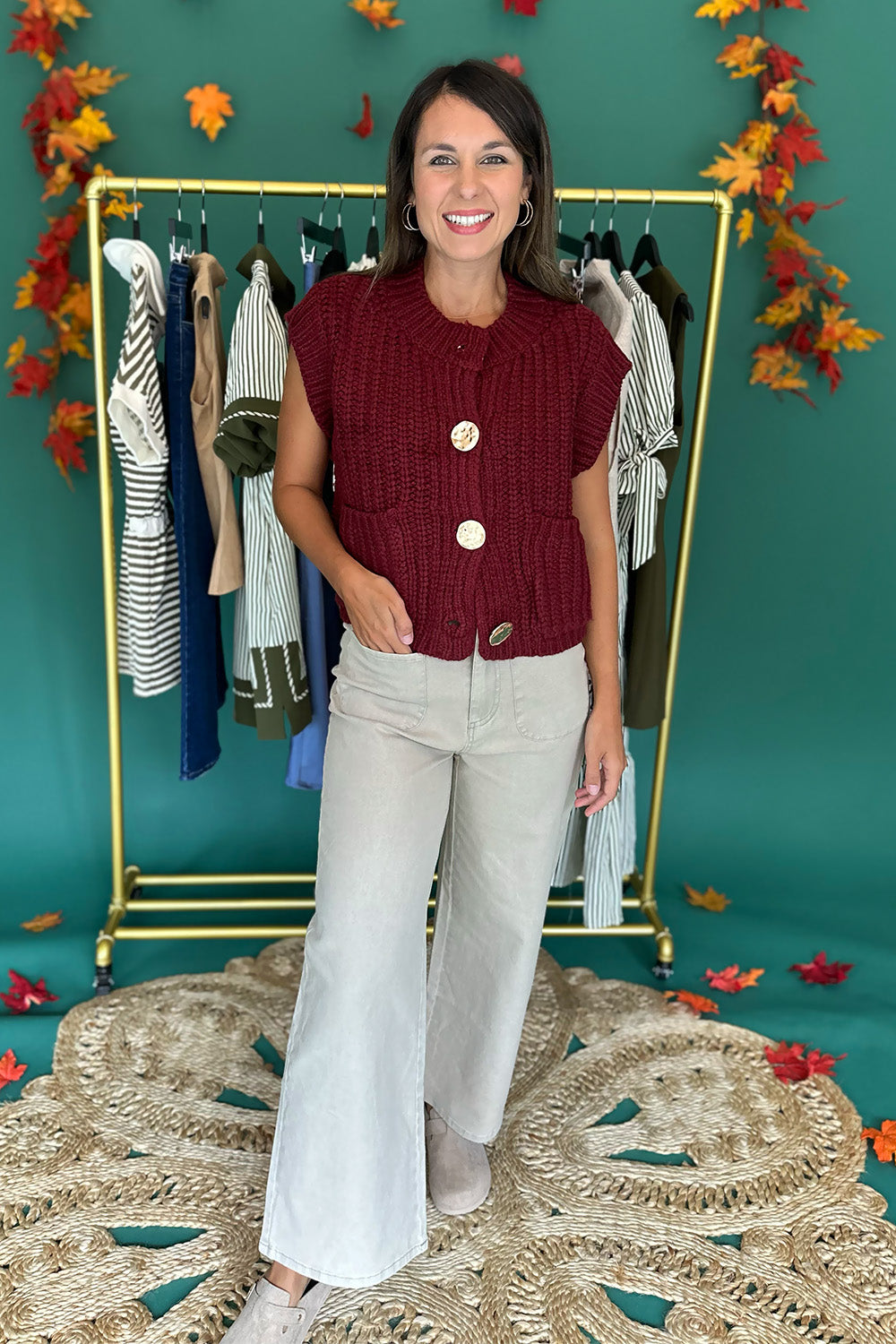Stone Wide Cropped Leg Pant