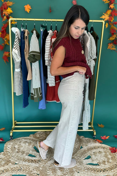 Stone Wide Cropped Leg Pant
