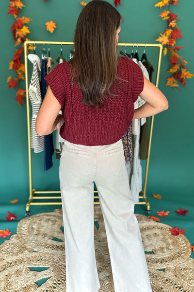 Stone Wide Cropped Leg Pant