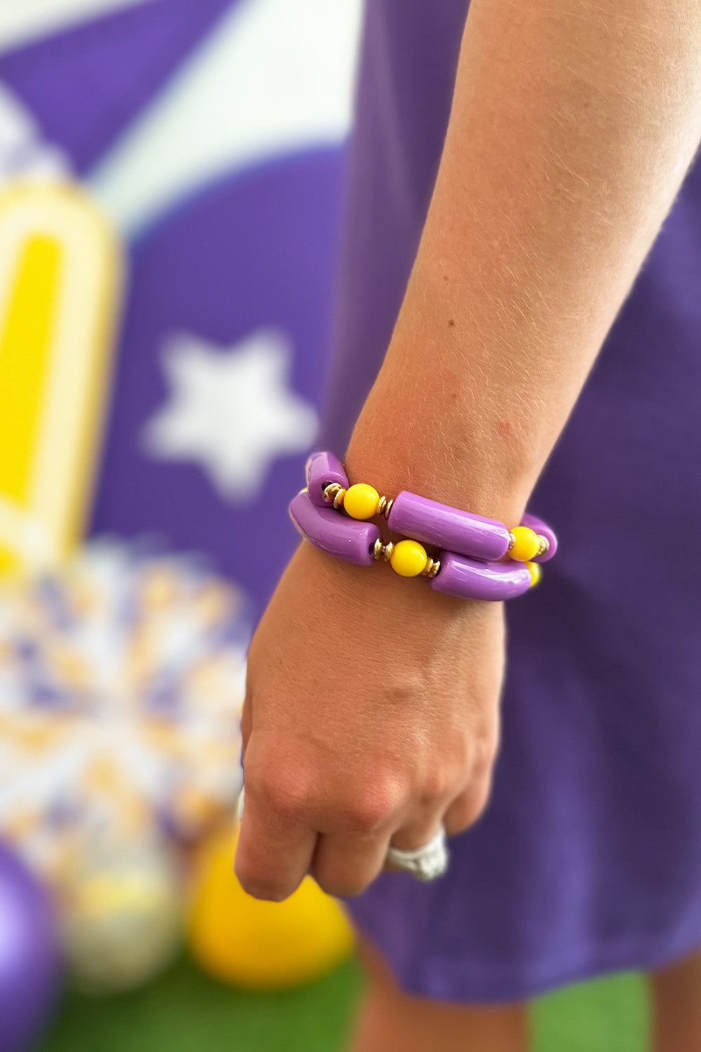 Purple Yellow Stretchy Bracelet