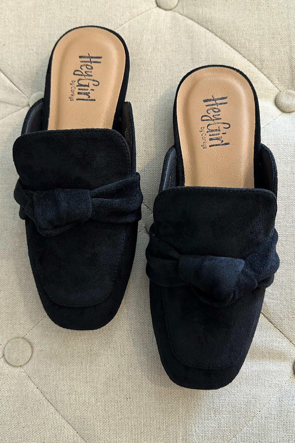 Suede Knotted Mule Black