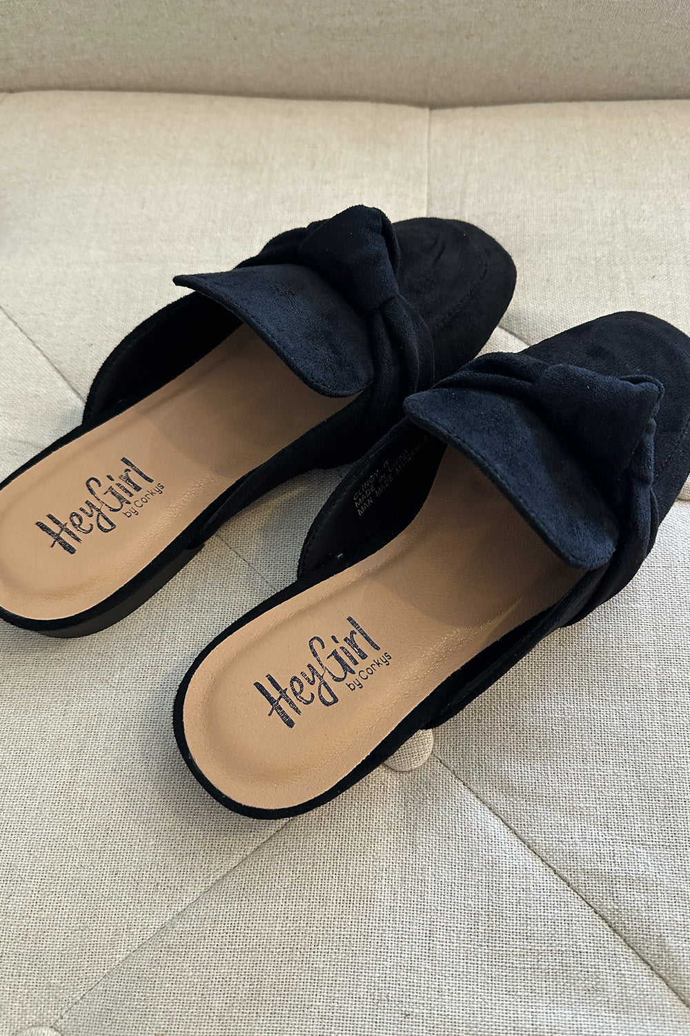 Suede Knotted Mule Black