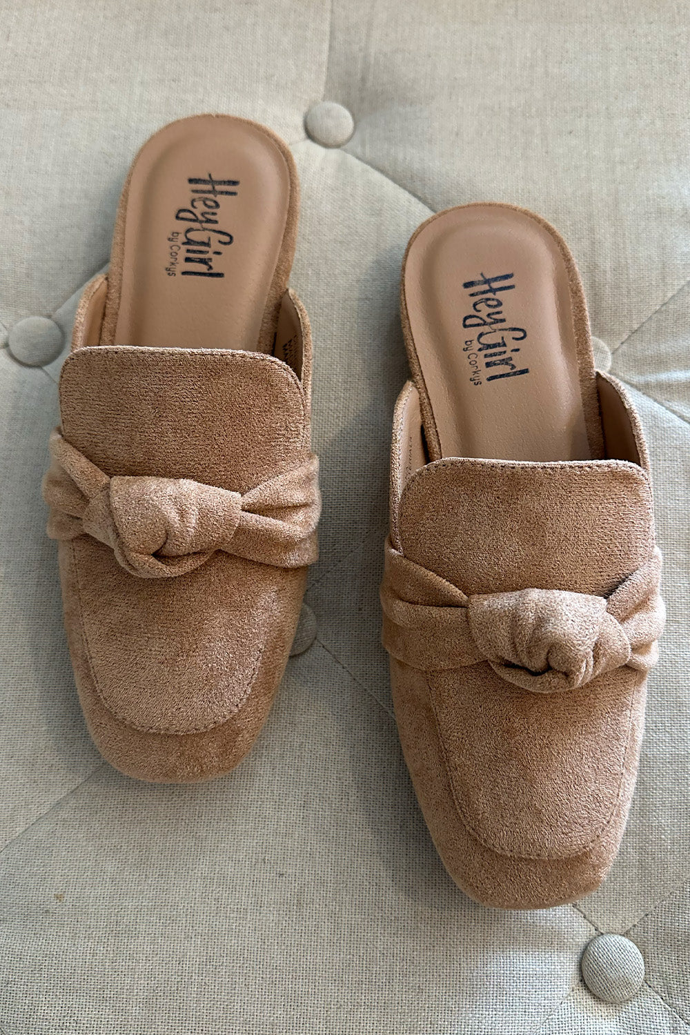 Suede Knotted Mule Camel