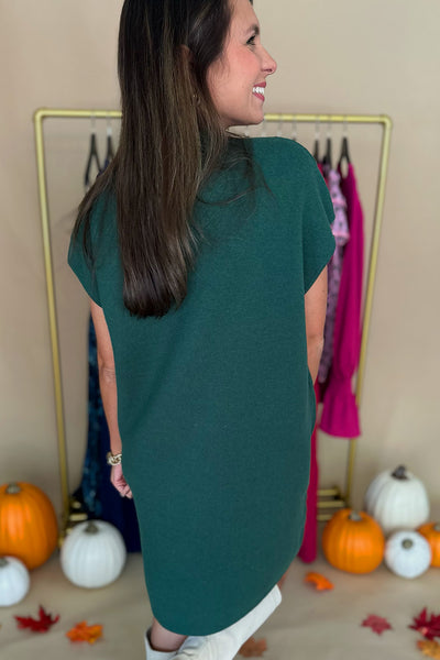 SS Mock Neck Sweater Dress Green