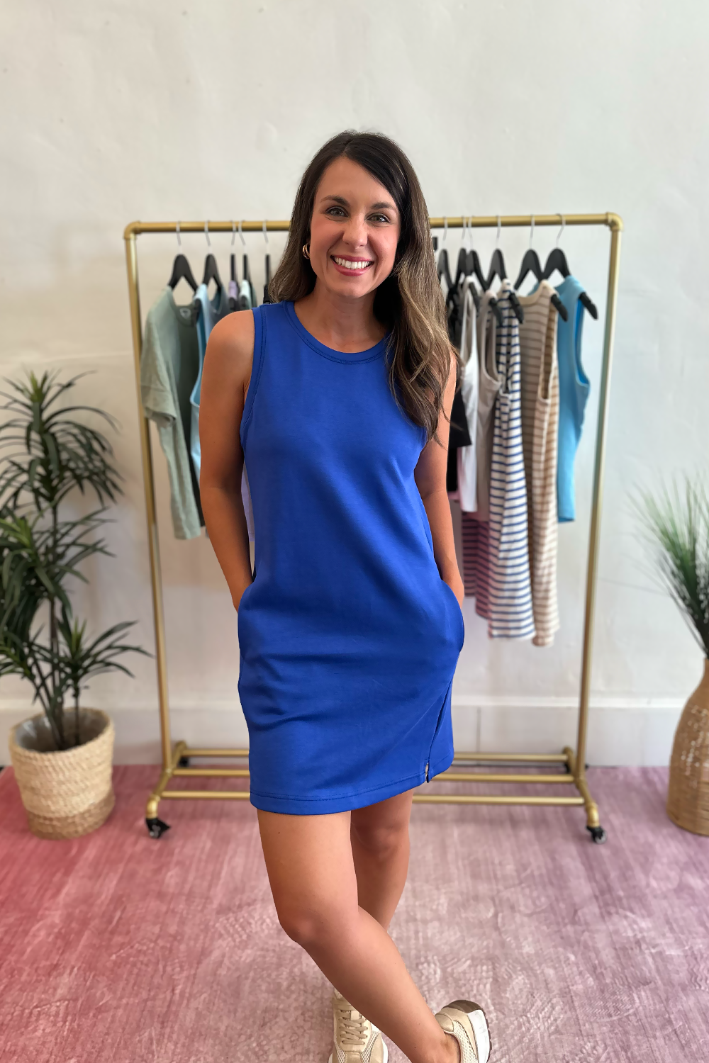 royal blue tank dress Royal Blue Square Neck Tank Dress